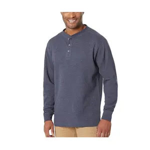 Good Quality 100% Cotton Knitted Waffle 235 GSM Mens Henley Neck Waffle T Shirts from Indian Supplier