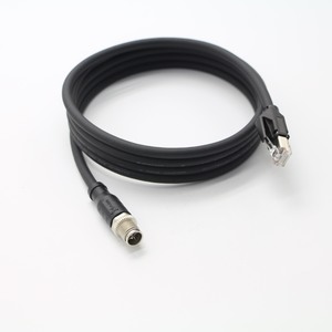 <b>RJ45</b> Network <b>Cable</b> Male to Female Connector Round Black ABS Housing Copper Contact Data Communication <b>Cable</b> - Product Image 4