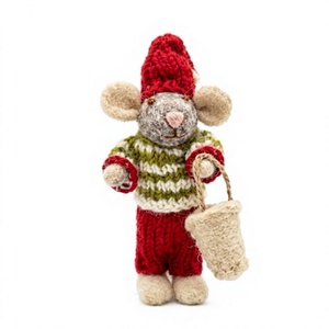 Poupée souris tricotée, décoration de Noël, chapeau rouge, sac, faite à la main, écologique, ornement mural d'intérieur, petite taille, traditionnelle - Product Image 2