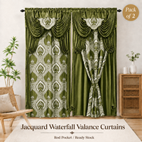 Lot de 2 rideaux jacquard à 2 panneaux avec passe-tringle, draperies de fenêtre de luxe