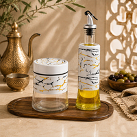 Bouteille Distributrice d'Huile en Verre 300ml avec Bec Verseur en Acier Inoxydable et Coque Décorative en Plastique – Idéale pour l'Huile d'Olive et le Vinaigre en Cuisine et à la Maison