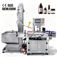 Máquina Tapadora de Botellas Automática de Cuatro Ruedas CM140 de Alta Calidad con Elevador Alimentador de Tapas para Tapas de Botellas de Alimentos y Cosméticos