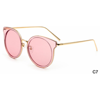 Gafas de Sol Inteligentes de Moda YIYI para Hombre, Redondas, Metálicas, UV400, Montura Dorada, Lentes Tácticas, Protección Solar para Exteriores para Mujer