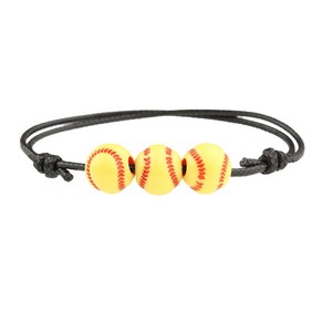 Bracelets en perles sur le thème du sport, football, basketball, bracelet en corde noire réglable pour enfants et adultes - Product Image 3
