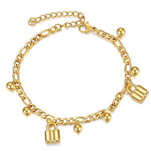 Pulsera Fina con Dijes de 4MM, Bañada en Oro, Cadena con Cierre de Cuentas, Joyería para Uso Diario de Mujer - Product Image 1