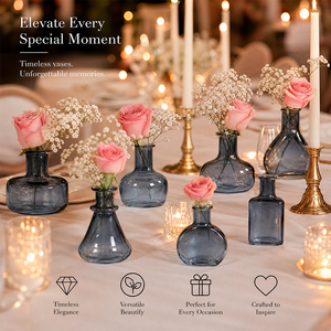 Set Artistico <span class=keywords><strong>di</strong></span> 8 Vasi in Vetro Premium da Tavolo, Mini Vasi <span class=keywords><strong>di</strong></span> Lusso in Cristallo Senza Piombo per Decorazioni Casa e Matrimonio - Product Image 5