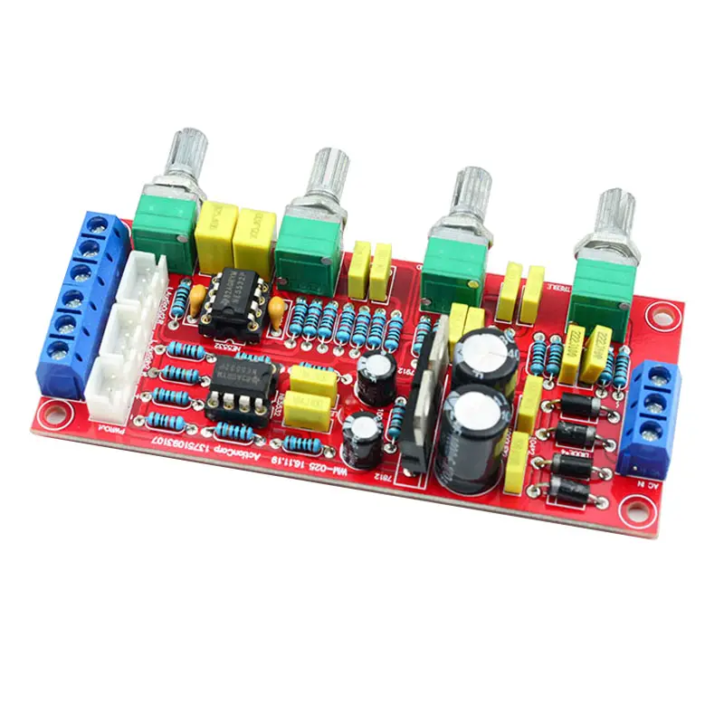 Papan Preamp Equalizer Audio Dual NE5532, Kit Amplifier Diy Preamp Kontrol Tone Dapat Diredupkan