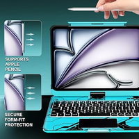 Étui pour clavier rotatif sans fil 360 pour iPad 10.2 pouces avec pavé tactile pour iPad 9e/8e/7e génération 7 couleurs Porte-crayon rétroéclairé