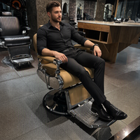 Fauteuil de coiffure moderne en cuir synthétique, style rétro, luxe, robuste, avec pompe hydraulique