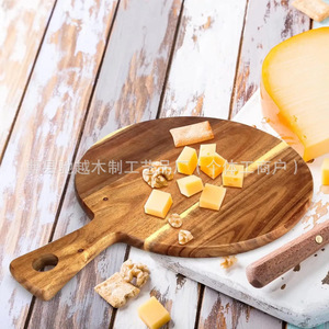 Acacia <b>Wood</b> Cutting Board 16 Inch Round With Handle Solid <b>Wood</b> Kitchen Chopping <b>Block</b> For Cheese Pizza Fruit - Product Image 2