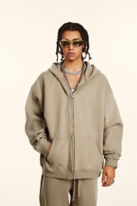 Felpa con Cappuccio da <span class=keywords><strong>Uomo</strong></span> di Alta Qualità, <span class=keywords><strong>Taglie</strong></span> <span class=keywords><strong>Forti</strong></span>, con Zip, Stile Americano, Vestibilità Ampia, Tinta Unita, Foderata in Pile, Spessa, Casual - Product Image 4