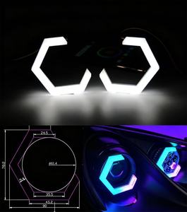 ไฟหน้าปรับโฉมใหม่80มม. LED RGBW Angel Eye HEX แสง DRL Halo Ring การควบคุมด้วย BT APP - Product Image 1