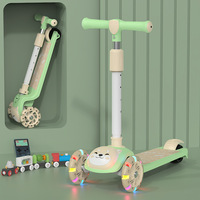 Planche à roulettes pliante pour enfants à trois roues avec lumières clignotantes, trottinette trois-en-un sur le thème des bébés, vélo jouet pour enfants