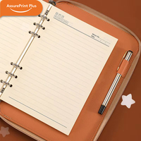 Porte-documents à fermeture éclair en cuir PU grain de liège, multi-poches, avec pages de rechange pour journal à feuilles mobiles, porte-stylo, classeur pour cartes photo, personnalisable