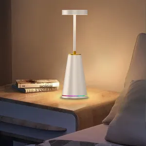 Lampu meja 3 arah dapat diredupkan, kontrol sentuh pengisian daya nirkabel, lampu samping meja tidur untuk kamar tidur, ruang tamu, meja kantor, Modern