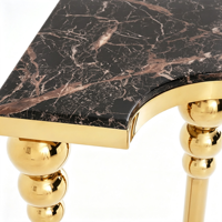 Console étroite en marbre avec structure en acier inoxydable, buffet mural de luxe pour couloir d'hôtel et entrée de maison