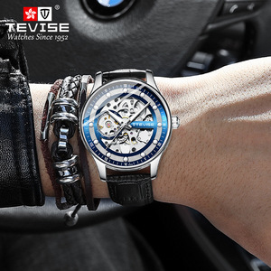 Nouvelle montre mécanique pour homme, cadran ajouré, bracelet en cuir, étanche, tendance - Product Image 3