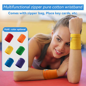 โรงงานคิงสปีด ราคาขายส่ง ผ้าฝ้าย 100% ระบายอากาศได้ดี น้ำหนักเบา เป็นมิตรกับสิ่งแวดล้อม สายรัดข้อมือแบบซิปสำหรับเล่นกีฬากลางแจ้ง สายรัดข้อมือแบบยืดหยุ่น - Product Image 2