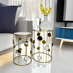 Lander thiết lập của 2 bán buôn kim loại sắt Vòng bảng bên tùy chỉnh vàng hiện đại Bàn cà phê cho phòng khách - Product Image 5