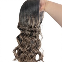 Perruque en cheveux humains brun caramel sel et poivre, multi-densité, sans colle, bonnet ajustable, perruque Lace Front nouée à la main pour femmes, pour la repousse des cheveux