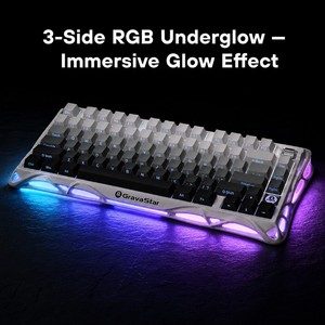 <span class=keywords><strong>Keyboard</strong></span> Mekanik GravaStar K1 Pro Gradient White 75% 3 Mode BT 2.4G Gasket TOP RGB Underglow Gaming - Product Image 5