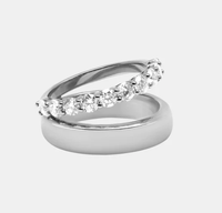 YUNCHENG Bague double bande ronde plaquée or 18 carats, conçue pour les mariages, les fêtes et le quotidien, en argent sterling 925 pour femmes