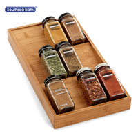 Porte-épices en bambou de style moderne, organisateur de cuisine de comptoir, présentoir debout multifonctionnel à trois niveaux pour le nettoyage de la vaisselle