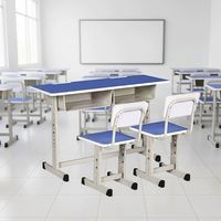 Ensemble bureau et chaise ergonomiques réglables en hauteur pour étudiants avec dossier solide pour salle de classe