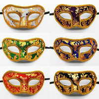 Masque de danse en PVC doré pour spectacles de scène, soirées en club et Halloween – Vente en gros
