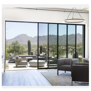 Hihaus-puerta deslizante de vidrio doble para patio, personalizada, de aluminio, para exteriores
