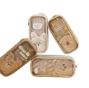 Ours heureux mignon dessin animé Ins Style porte-crayon langue du matin papeterie pour garçons filles grande capacité multicouche Girly coeur - Product Image 1