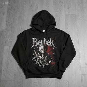 Customized Anime Tapestry <strong>Berserk</strong> <strong>Hoodie</strong> DTG Printed 400GSM Sweatshirts Custom Bling Design Hoodies for Men - Product Image 1