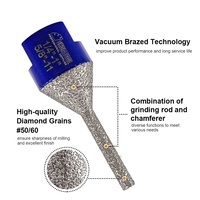 SHDIATOOL Fraise diamantée brasée sous vide, diamètre 6*25mm, filetage 5/8"-11 M14, pour chanfreinage et dégrossissage du mortier