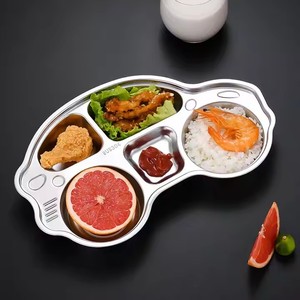 Assiettes carrées pour le dîner et le repas des enfants divisées en acier inoxydable, vente en gros avec compartiments séparateurs, plateau pour bébé et école - Product Image 3