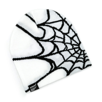 Bonnet en tricot réversible sans revers, design graphique toile d'araignée gothique Y2K, streetwear personnalisé pour hommes