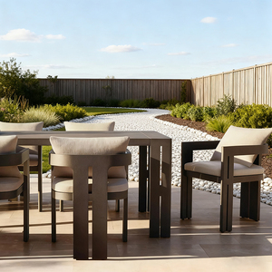 Tavoli e sedie all'aperto <span class=keywords><strong>in</strong></span> alluminio cortile Villa <span class=keywords><strong>tavolo</strong></span> lungo per il tempo libero all'aperto sedie da pranzo sulla terrazza mobili impermeabili - Product Image 2