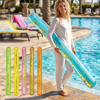 Bâton flottant gonflable vert pailleté Mart, 160 cm, bâton flottant transparent pour l'eau, flotteur de piscine en PVC durable pour la natation