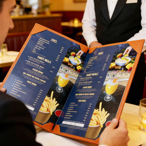 Carpeta de Menú de Cuero de Lujo Personalizada, Tamaño Legal 8.5x14, con 6 Páginas de Vista, para Restaurante, Hotel, Bar, Club - Product Image 5