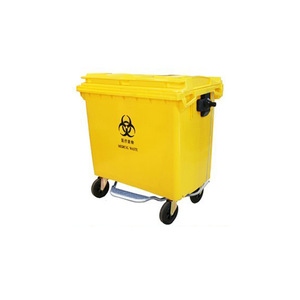 Medical Waste Bin 660L Rectangular Plastic Wheeled Outdoor Use Yellow Color - Product Image 1