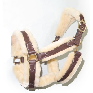 Top Quality Custom Made Fancy Fur Pure Leather Horse <b>Halter</b> With Soft Fur in Cheap Price - Product Image 2