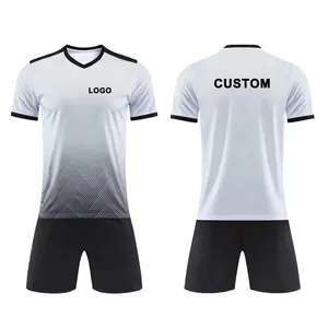 Conjunto de camisa de futebol sublimada personalizada de alta qualidade para crianças, camisa de futebol por atacado, uniformes de futebol para jovens com design de transferência de calor