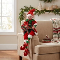 Estatua de Elfos de Terciopelo Rojo y Verde de 60 cm, Novedades para el Dormitorio, Adornos Navideños Modernos