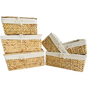 99 Gold Data Luna Vietnamese Handmade Eco-Friendly Water Hyacinth <b>Storage</b> <b>Basket</b> Modern Geometric Design for Kitchen Use - Product Image 1
