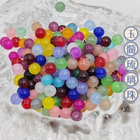 Perles en verre transparent peintes imitation jade chalcédoine 4/6 mm/8 mm pour bracelets et colliers DIY, perles en vrac, matériel de fabrication, vente en gros