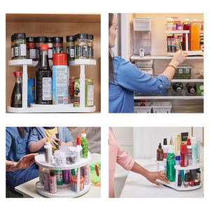 Organisateur à épices pour armoire à 2 niveaux, organisateur à épices paresseux, Double Spinner sur le fond, étagère à épices pour la cuisine, organisateur de garde-manger - Product Image 4
