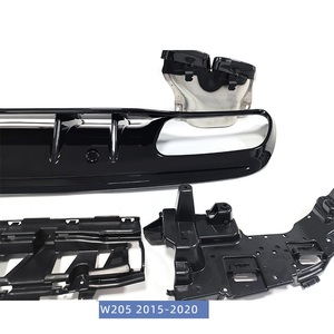 Diffuseur de pare-chocs arrière W205 avec tuyau d'échappement pour Mercedes Classe C W205 C63, noir brillant, style AMG, kit carrosserie, prix d'usine - Product Image 4