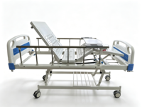 Lit médical manuel à 3 manivelles E-BC006 avec surface perforée, entièrement réglable en hauteur, pour soins hospitaliers aux patients