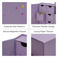Boîte de calendrier de l'avent personnalisée avec estampage à chaud étoile violette, 24 jours, vide, pour produits de beauté et soins de la peau, boîte cadeau rigide en papier avec tiroirs