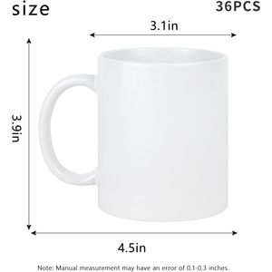 Tazas Blancas Lisas para Sublimación, para Café, Chocolate Caliente, Tazas de Cerámica, Chocolate Caliente, Juego de Tazas, Paquete de Regalo de 36, 11 oz - Product Image 3