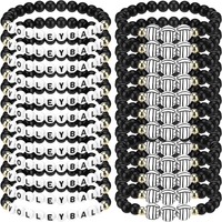 Bracelet en perles de polymère sportif, 24 pièces, football, basketball, lettres, mode, amitié